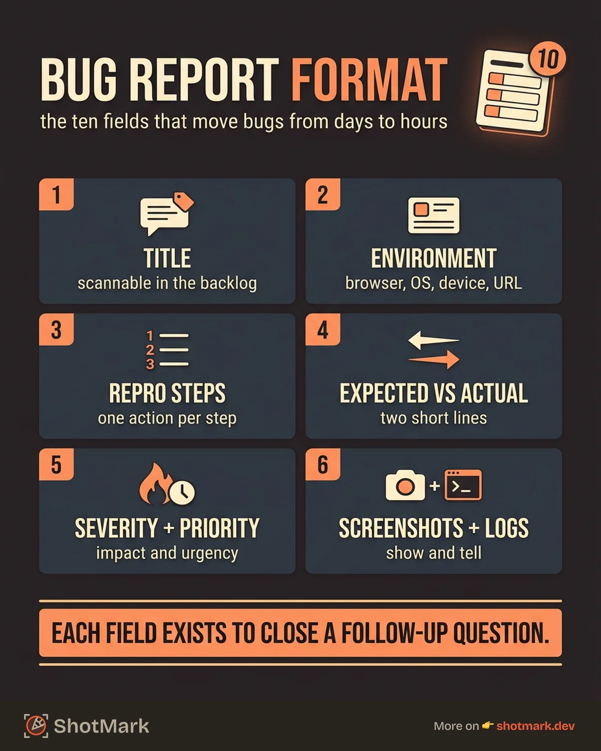Bug Report Format With Real Examples infographic