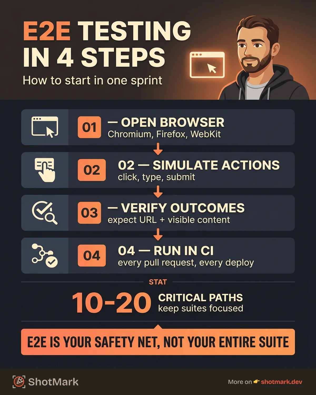 E2E Testing: What It Is and How to Start infographic