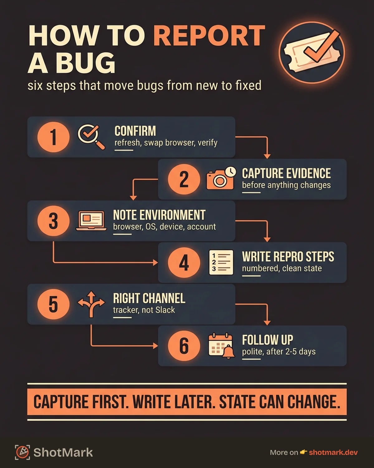 How to Report a Bug So It Gets Fixed infographic