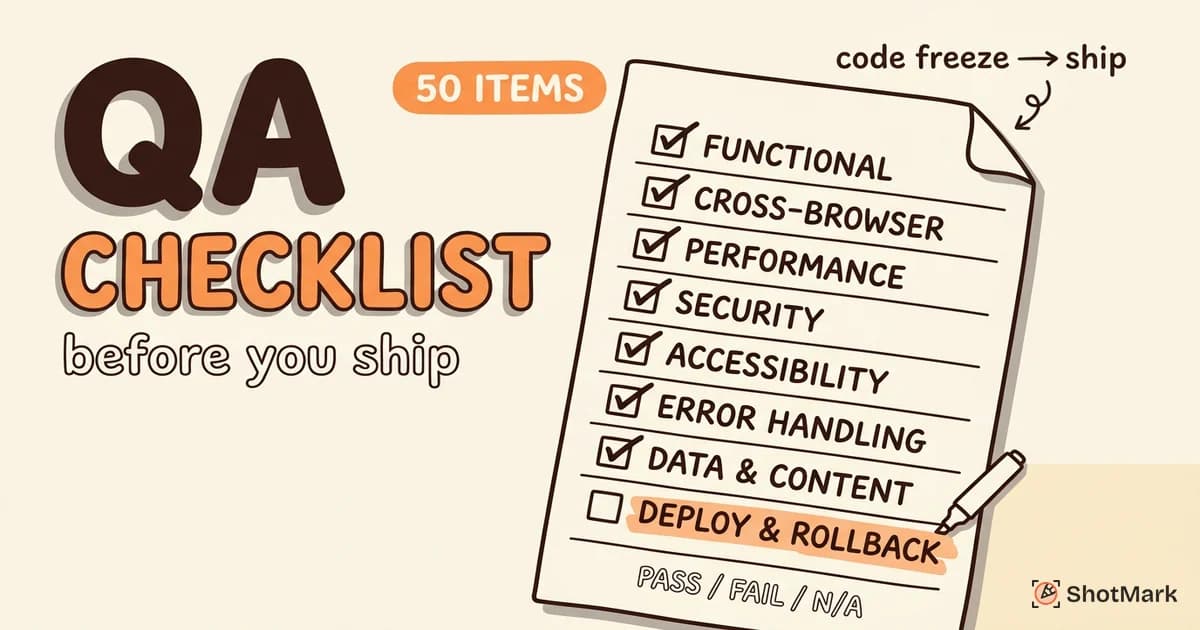 QA Checklist for Web App Releases: 50 Items Before You Ship