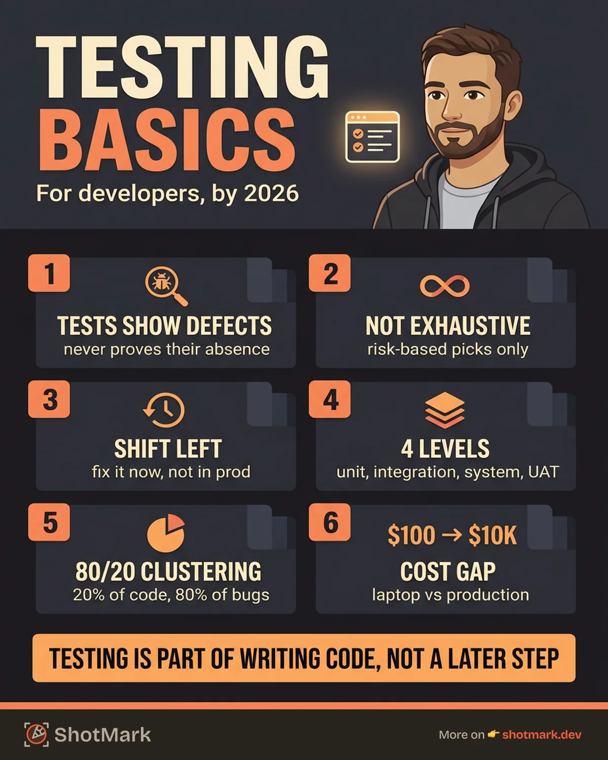 Software Testing Basics Every Developer Should Know infographic