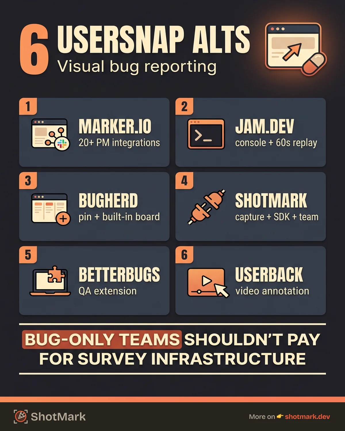 Usersnap Alternatives for Visual Bug Reporting infographic