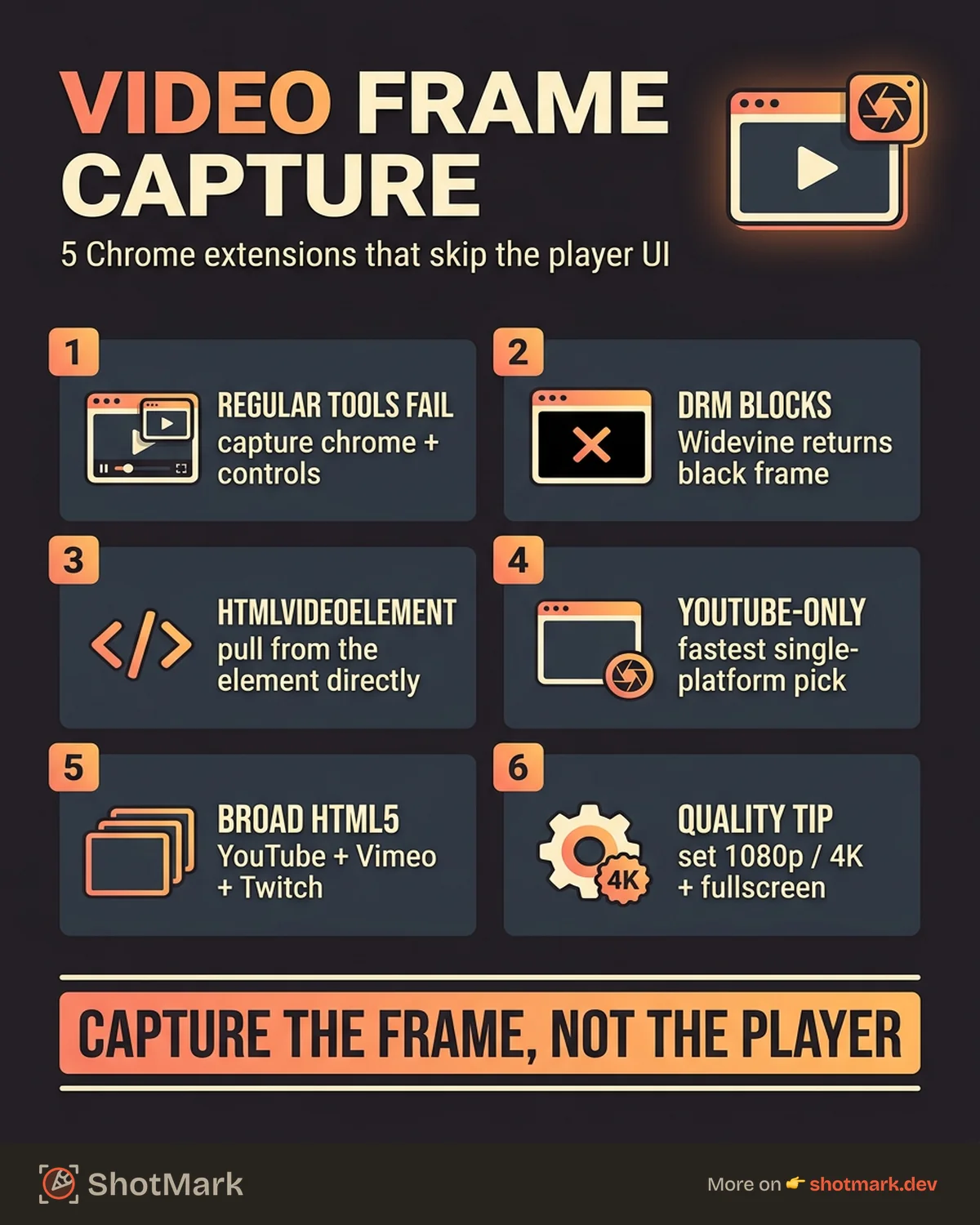 Video Screenshot Extension for Chrome: 5 Options infographic